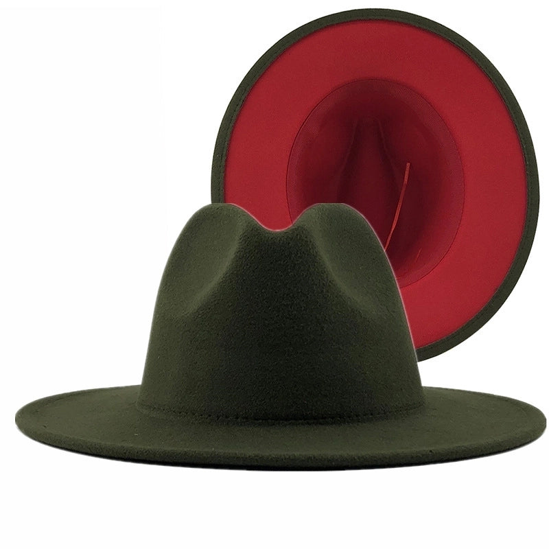 Retro Wool Top Hat Double-sided Blocking Felt Women's Flat-brimmed Jazz Hat