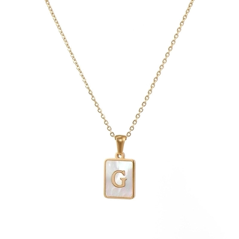 Vintage Style Letter Square 304 Stainless Steel Shell 18K Gold Plated Plating Inlay Pendant Necklace