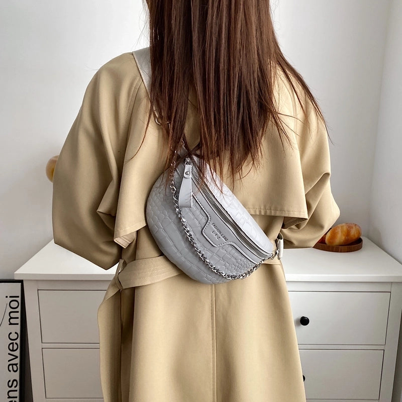 Women's Streetwear Solid Color Pu Leather Waist Bags
