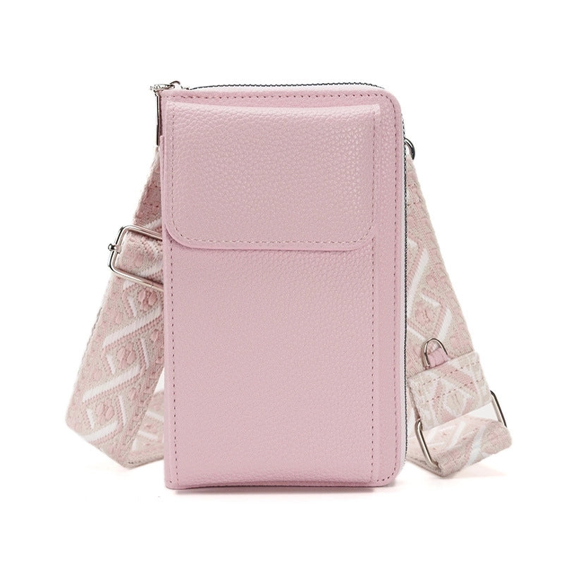 Women's Pu Leather Solid Color Basic Zipper Phone Wallets Crossbody Bag
