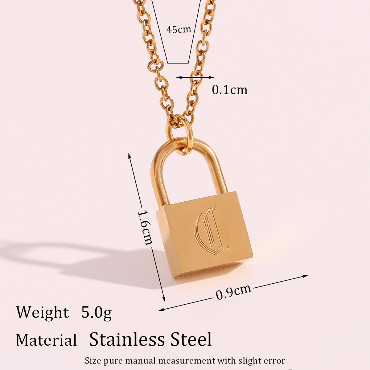Fashion Letter Number Text Stainless Steel 18K Gold Plated Necklaces