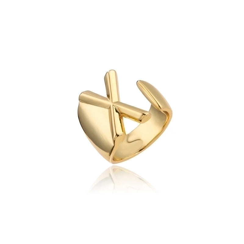 New 18k Copper Gold-plated Alphabet Open Ring