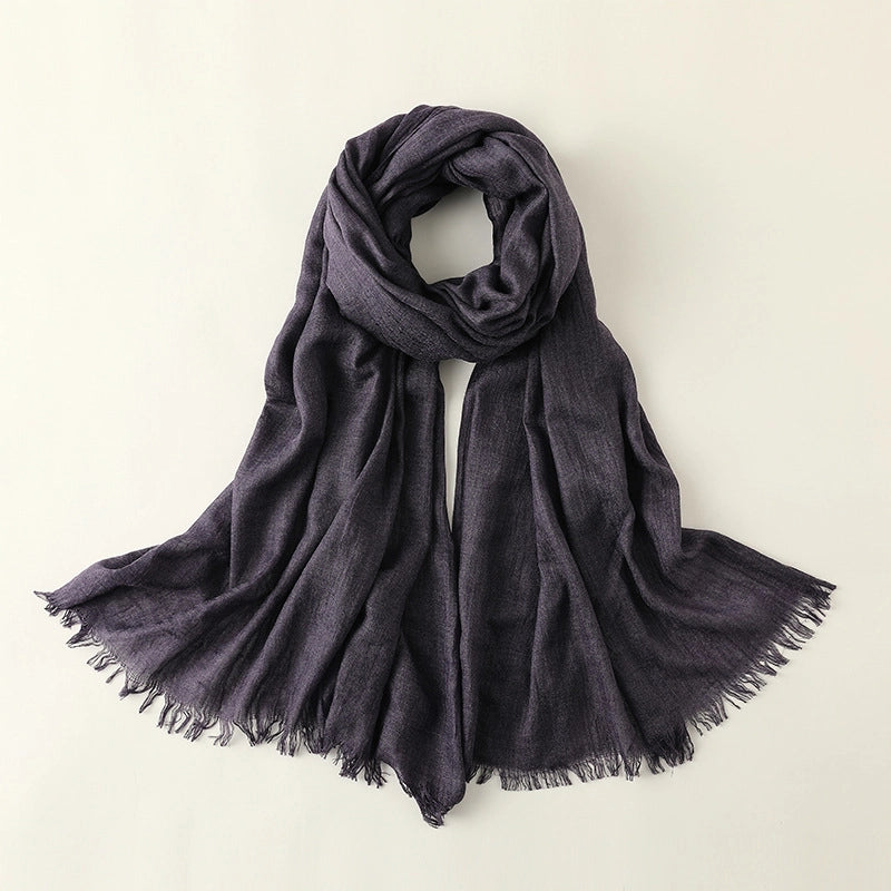 Women's Elegant Solid Color Cotton Silk Scarves