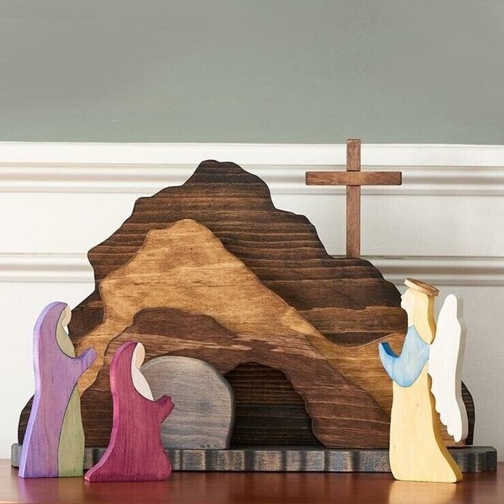 ⛪Handmade Jesus Tomb-Easter Scene Wooden Decoration