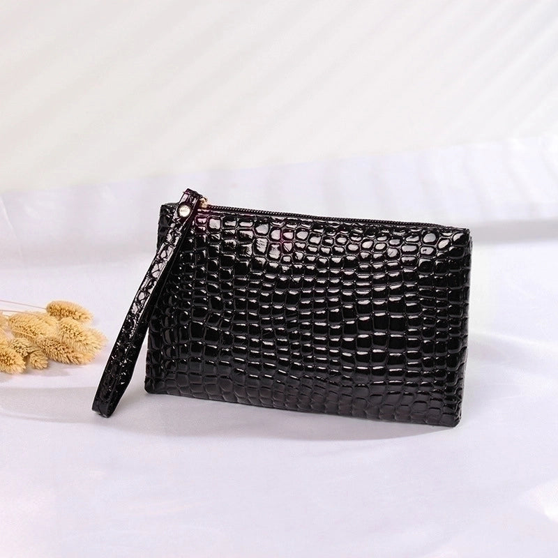 Women's Mini Summer Pu Leather Solid Color Crocodile Fashion Square Zipper Clutch Bag
