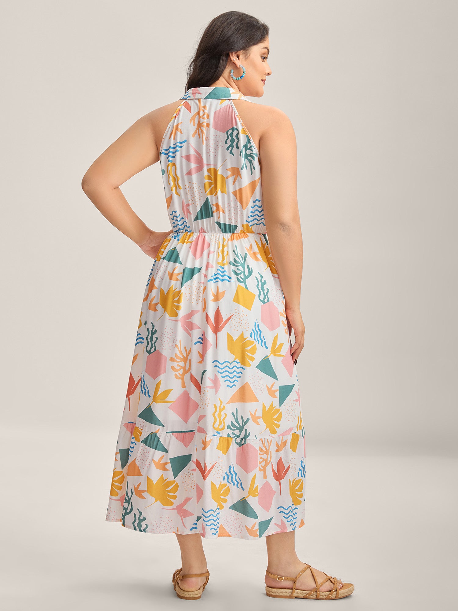 All About Sea Stretchy Waist Midi Dress