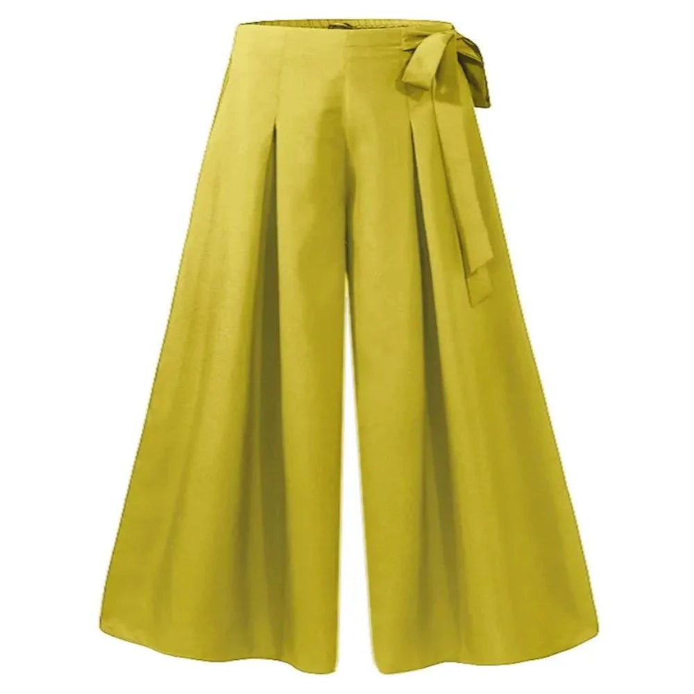 Elegant High Waist Solid Work Loose Trousers