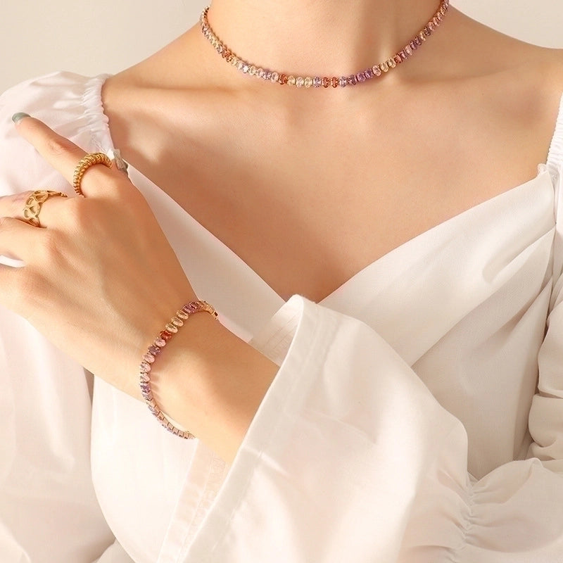 Fashion 304 Stainless Steel Zircon 18K Gold Plated Plating