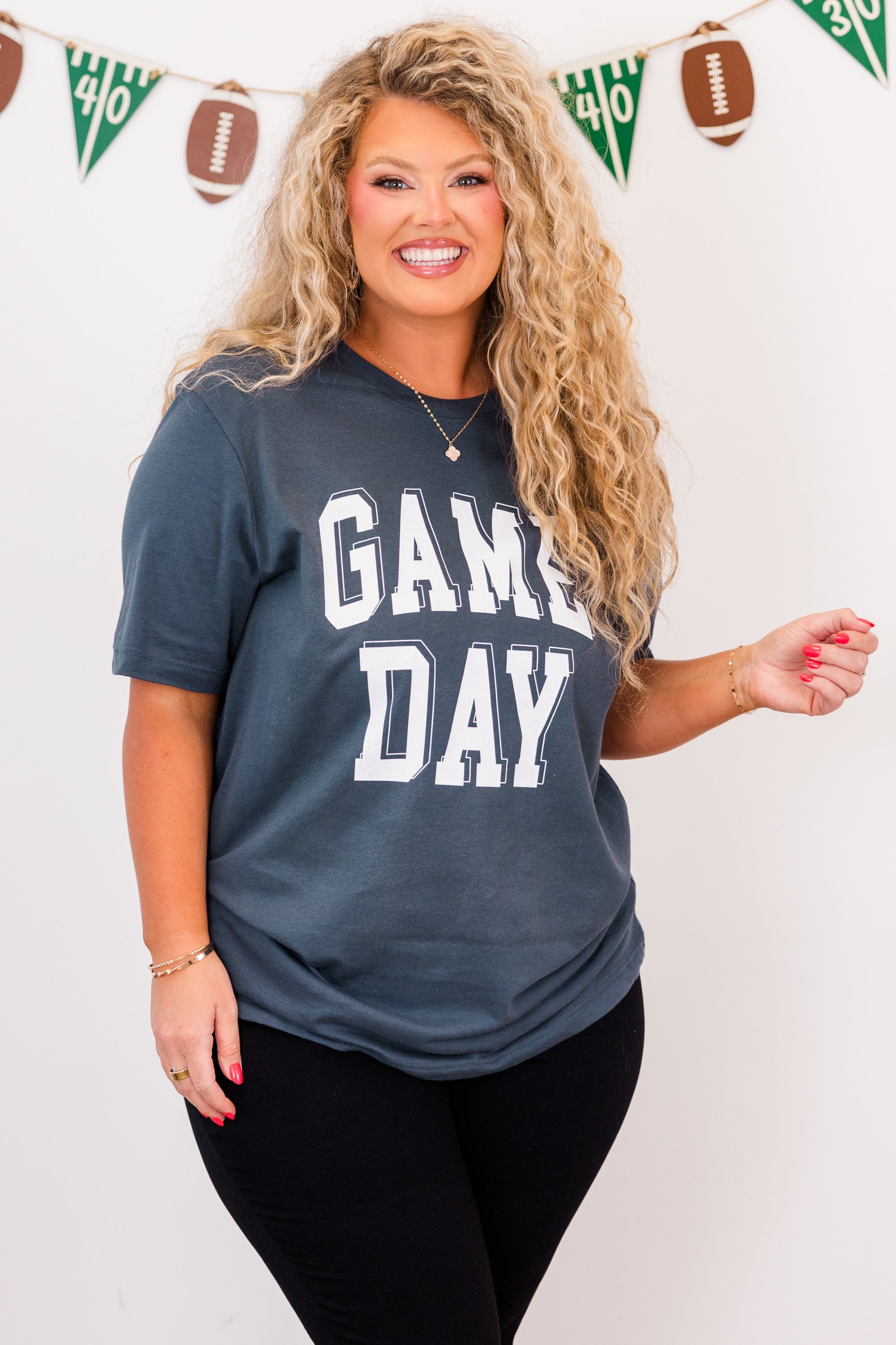 Feeling Like Game Day Tee. Vintage Navy