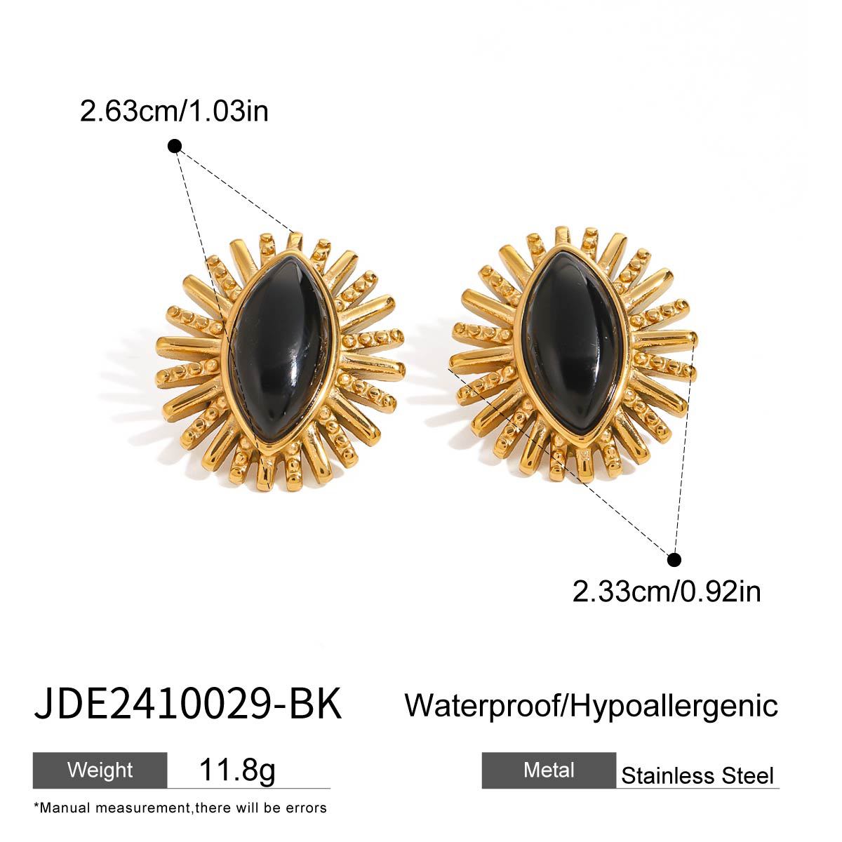 Stainless Steel Agate Earrings Niche Retro Earrings Titanium Steel Earrings Earrings