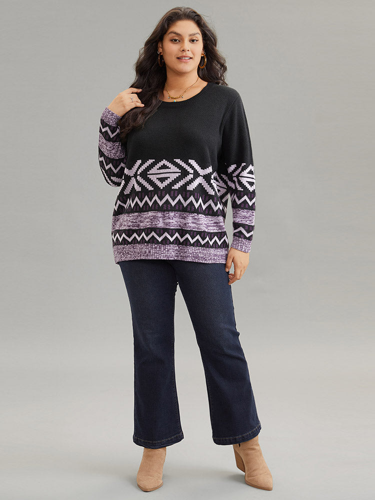 Bandana Jacquard Heather Patchwork Pullover