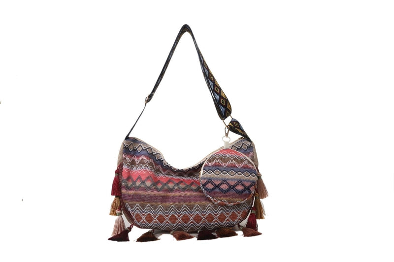 Women's Medium Special Material Geometric Ethnic Style Streetwear Tassel Dumpling Shape Zipper Tote Bag