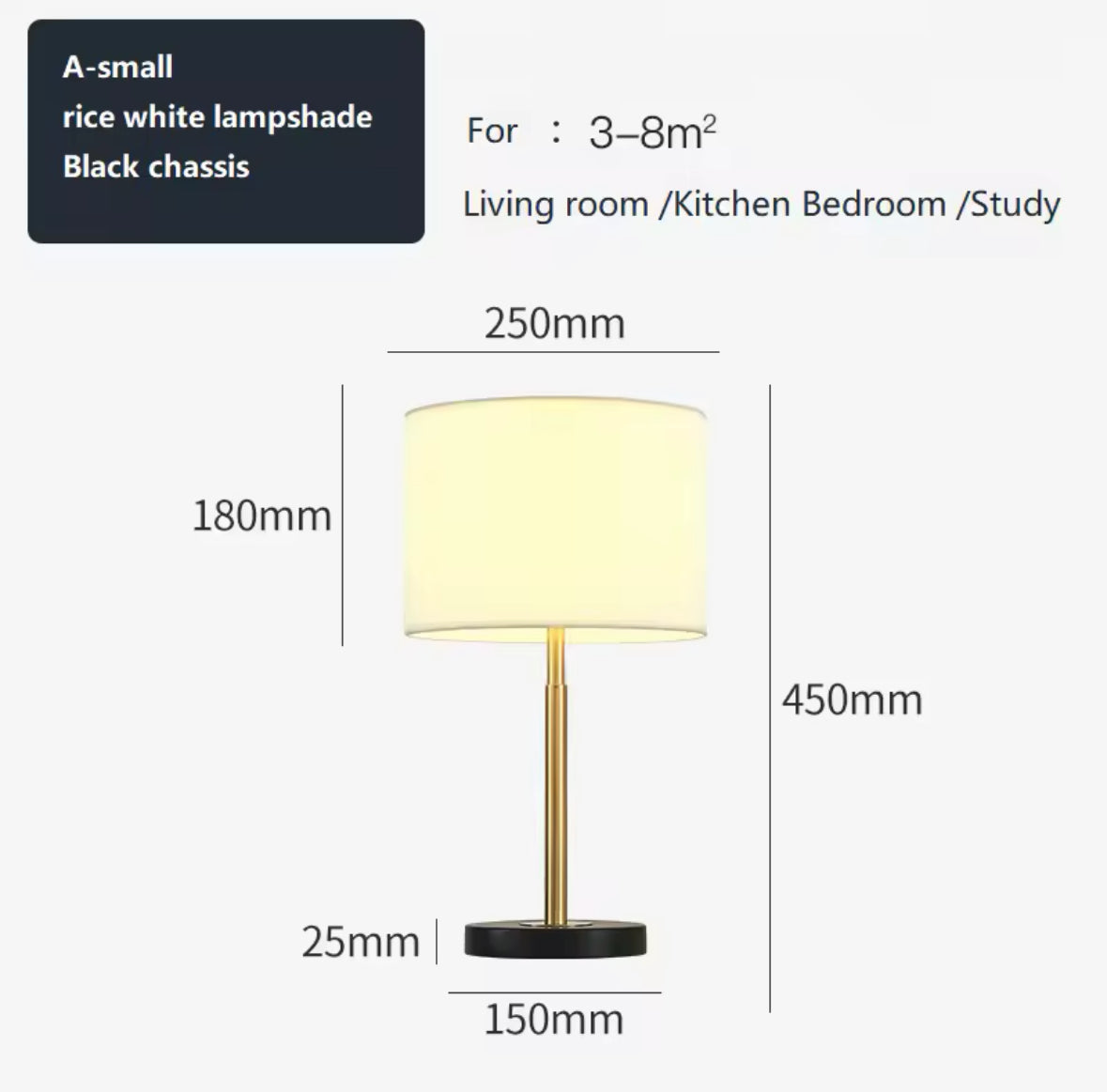 Modern Table Lamp with Golden Base and Fabric Shade
