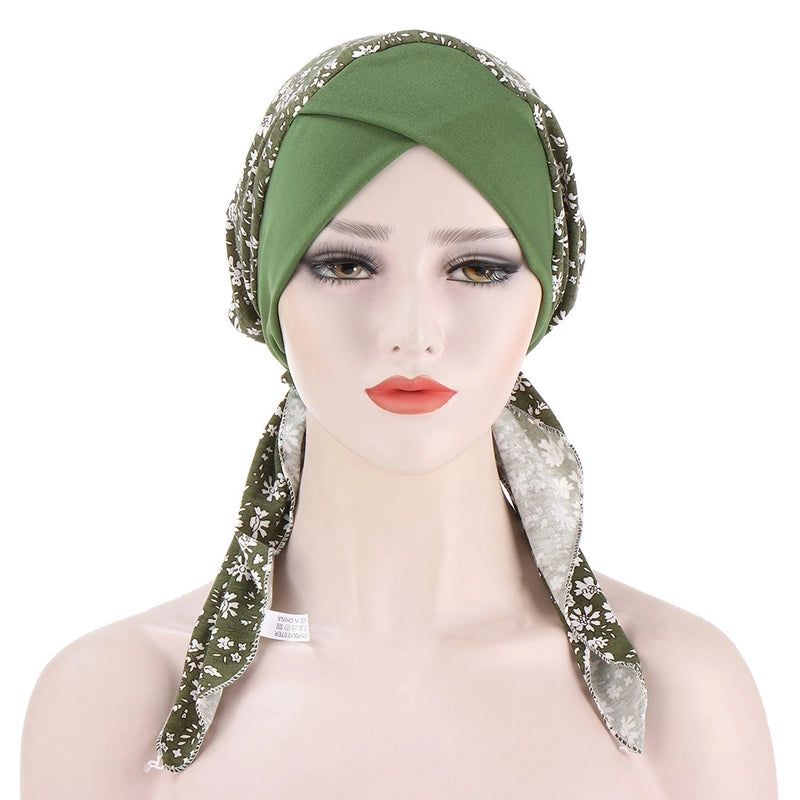 Forehead Cross Curved Muslim Toe Cap Two Tail Cap Floral Pullover Small Hat