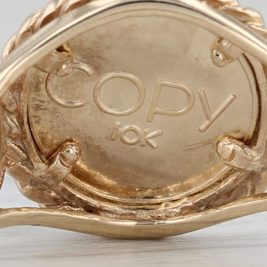 Chinese Panda Coin Copy Ring 10k Yellow Gold Size 6.25