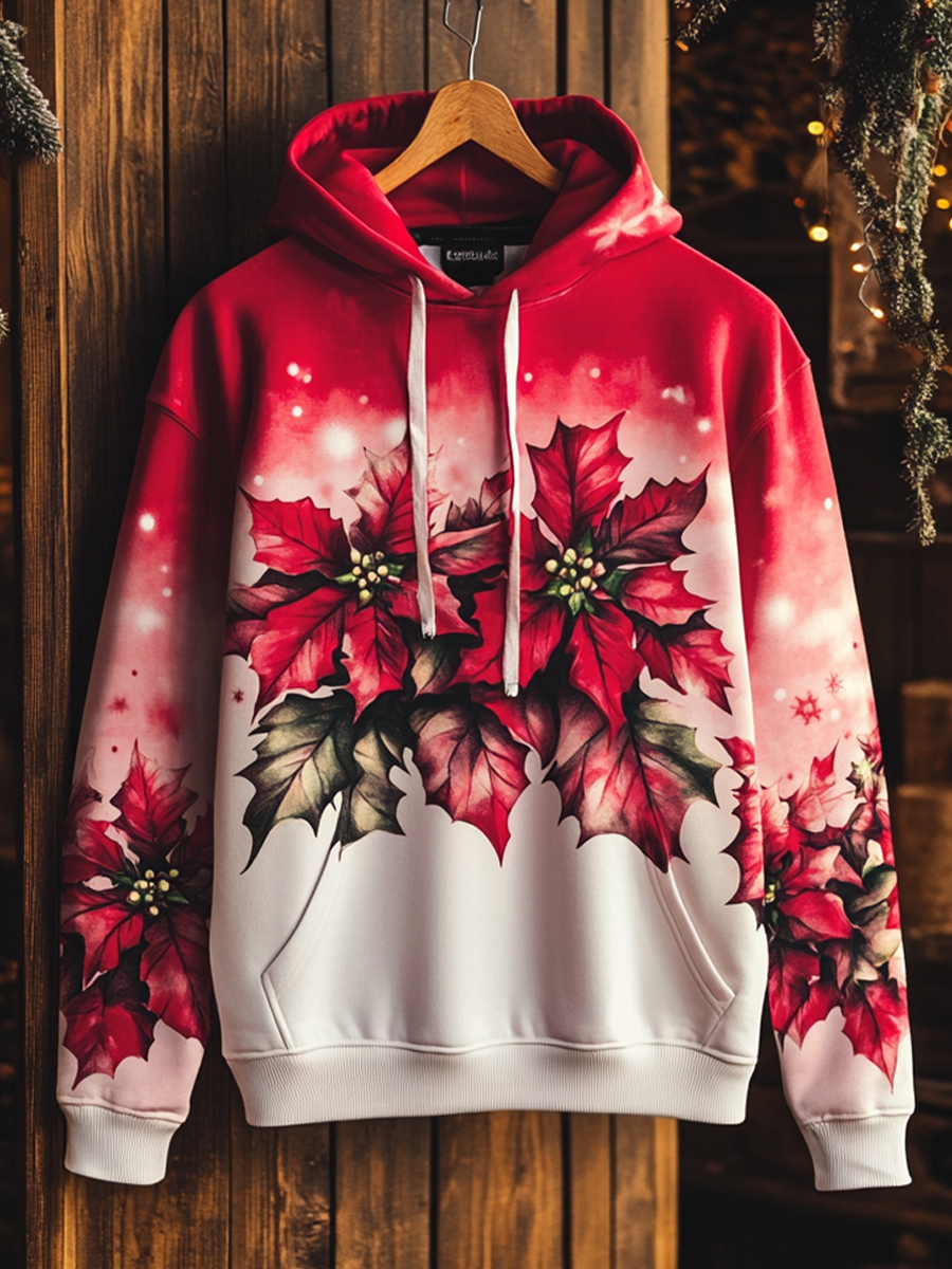 Christmas Flower Art Print Long Sleeve Hoodie