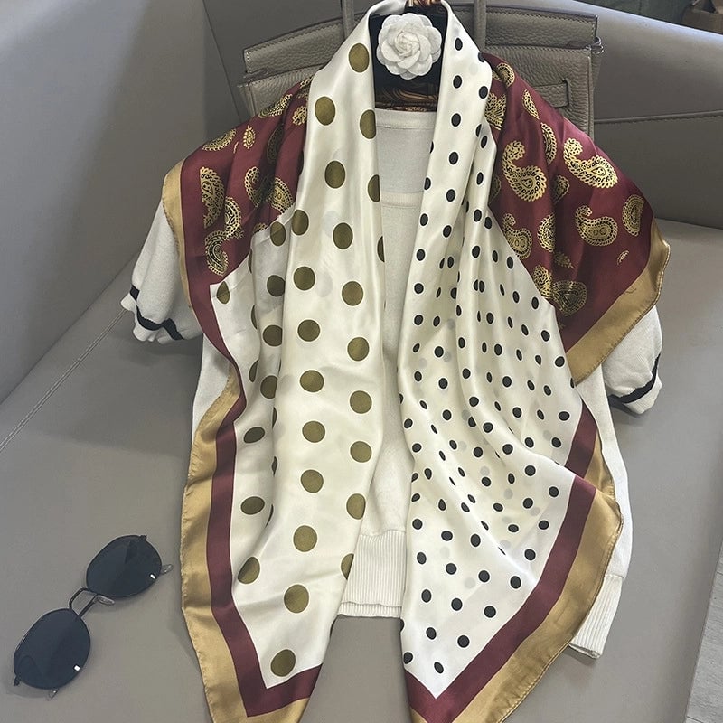 Women's Elegant Vacation Stripe Flower Polyester Silk Scarf