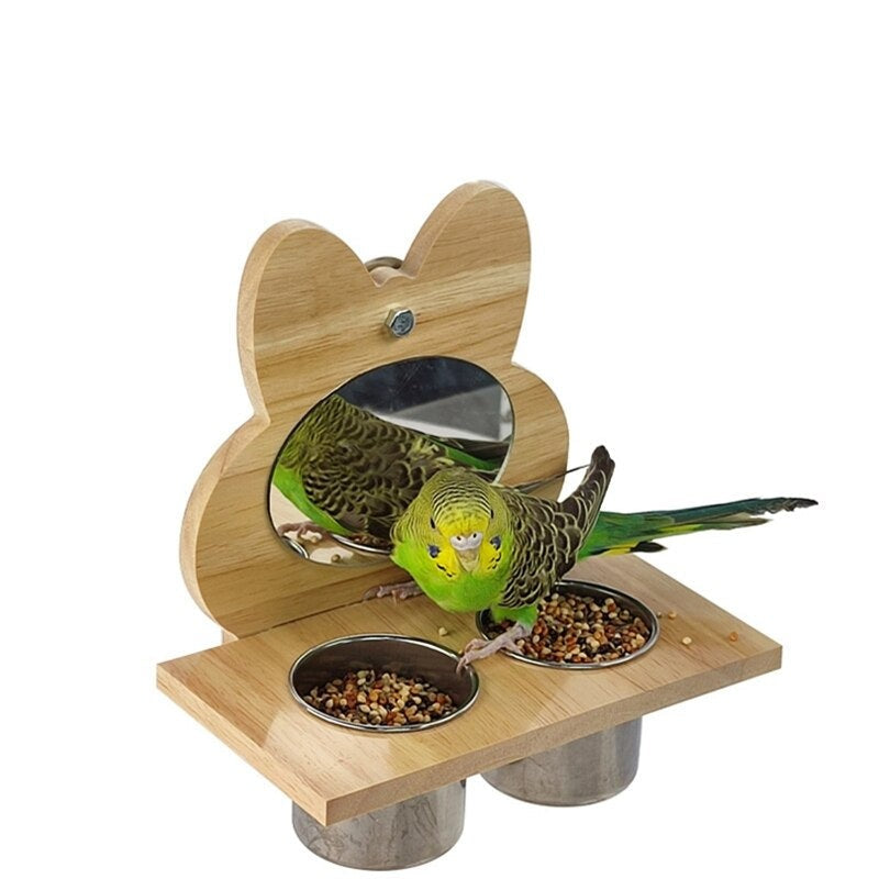 Bird Mirror Toy with Wooden Platform
