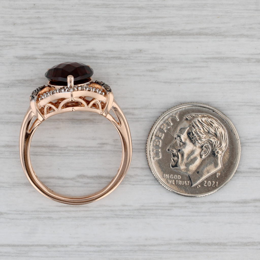 Le Vian 4.84ctw Pear Garnet Diamond Halo Ring 14k Rose Gold Size 7