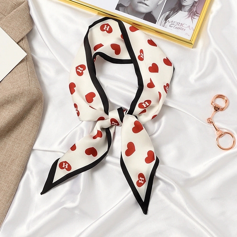 Women's Elegant Flower Satin Silk Scarf