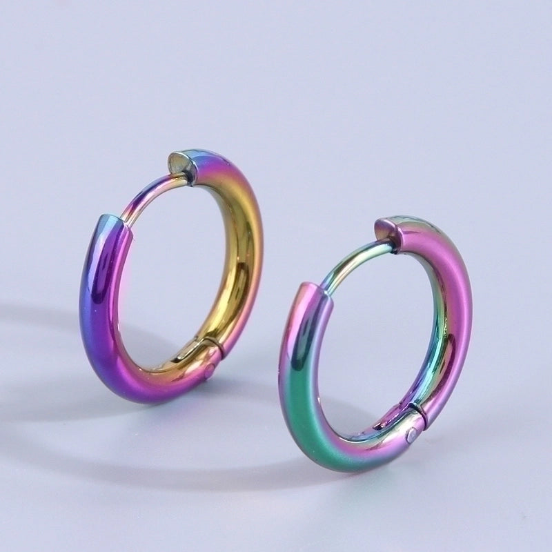 1 Pair Minimalist Triangle Circle Heart Shape Stainless Steel Hoop Earrings