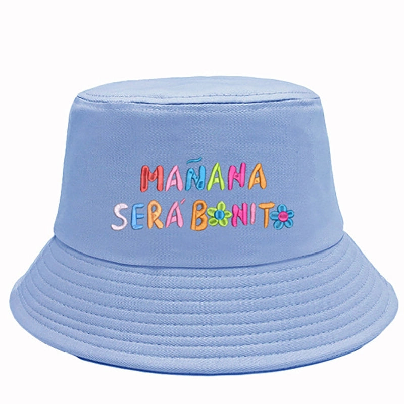 Unisex Casual Letter Embroidery Wide Eaves Bucket Hat