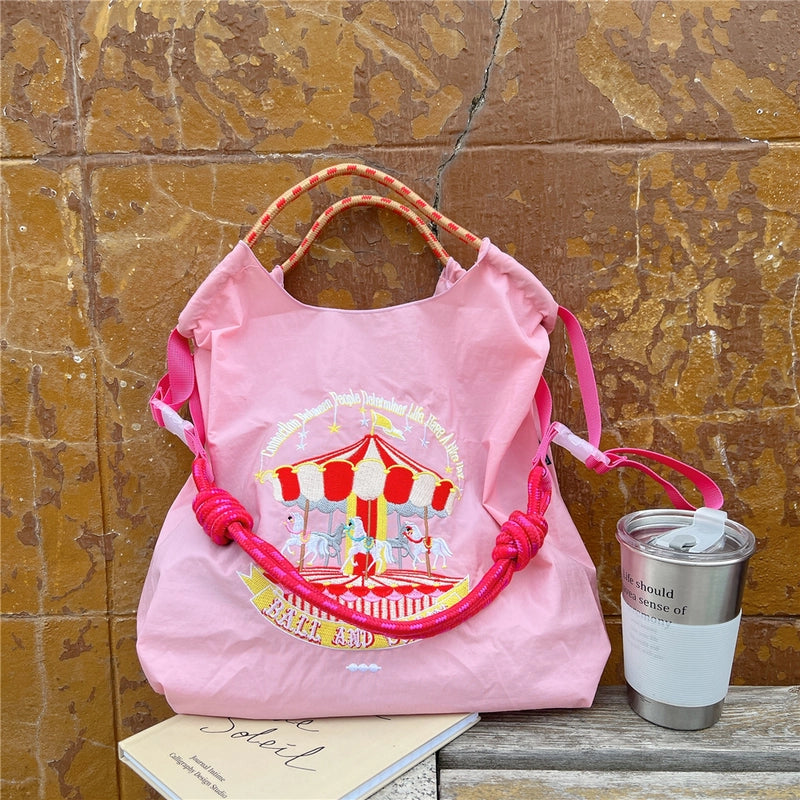Women's Medium Polyester Animal Plant Streetwear Square Open Shopping Bags