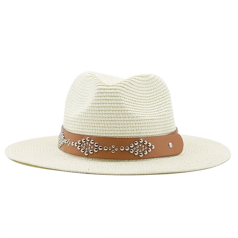 Women's Minimalist Color Block Flat Eaves Straw Hat