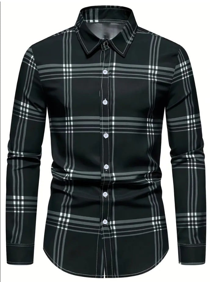 Men's Business Checkered Print Shirt