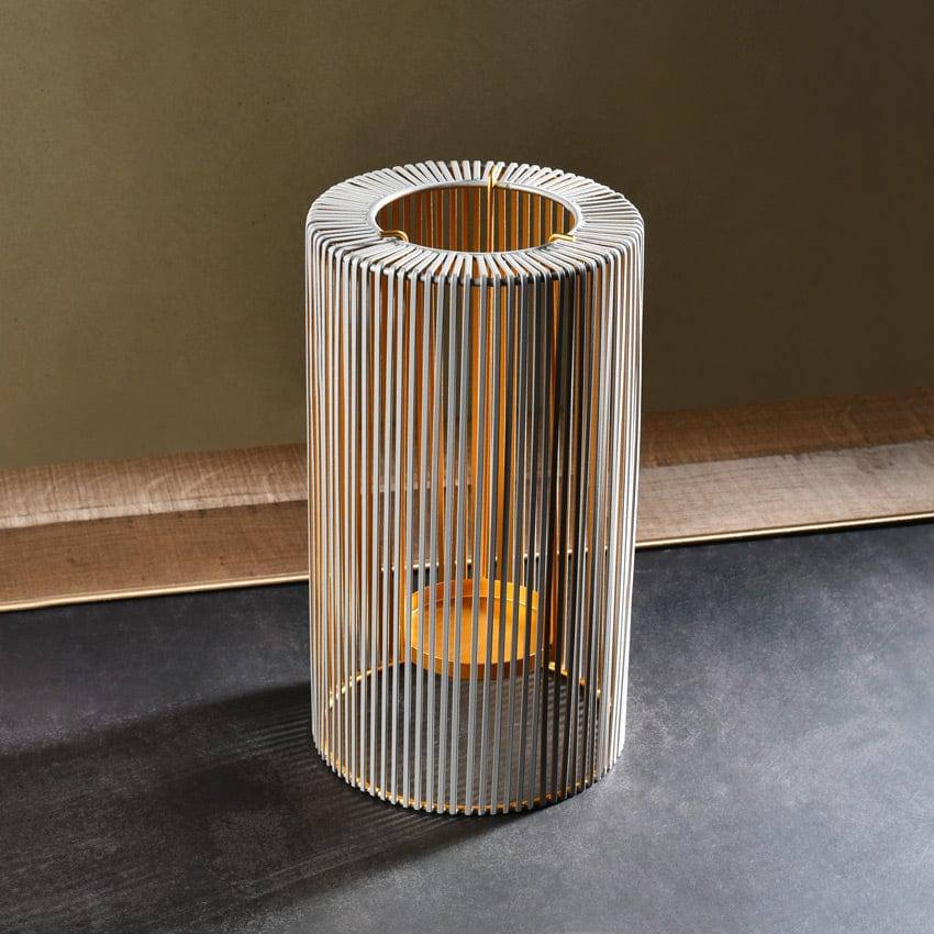 Lines Candle Holder Large - Grey Gold