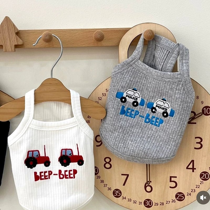 Cartoon Car Printed Breathable Dog Cat Vest