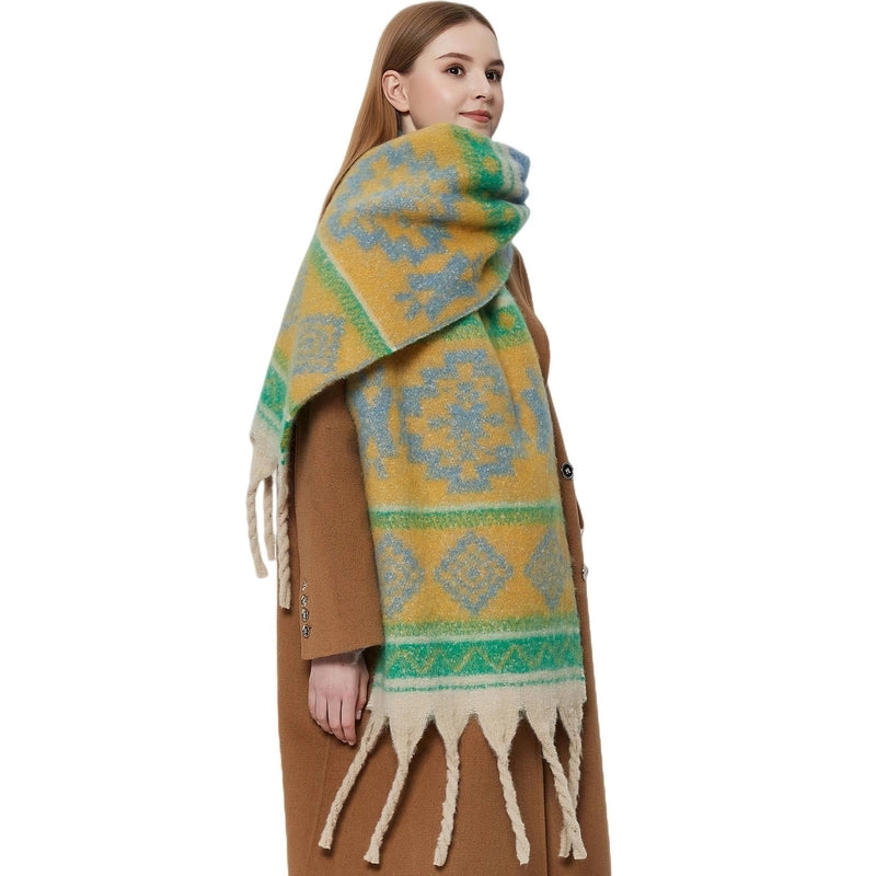 Women's Casual Printing Color Block Polyester Scarf