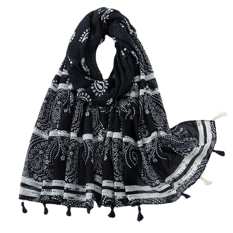 Women's Sweet Flower Voile Printing Silk Scarf
