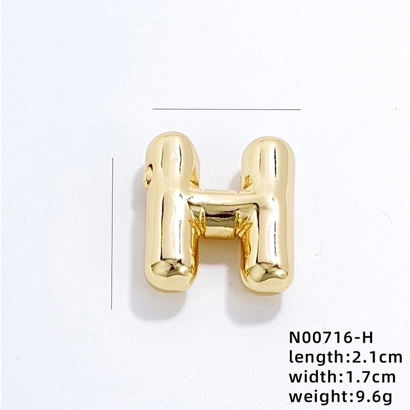 304 Stainless Steel Copper Gold Plated IG Style Minimalist Polishing Plating Letter Charms