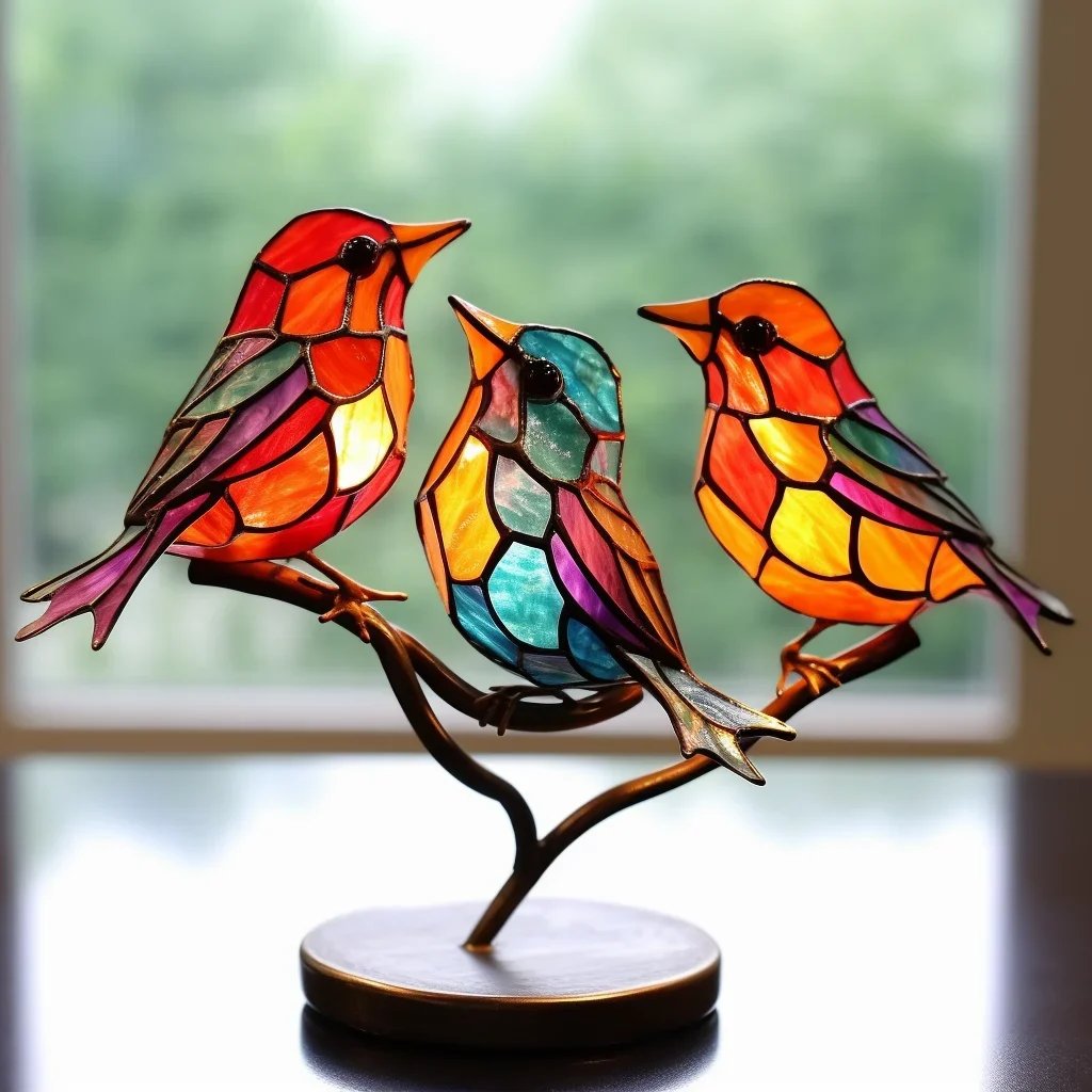 🔥BIGGEST SALE - 49% OFF🔥🔥Acrylic Birds on Branch Desktop Ornaments 🕊️✨
