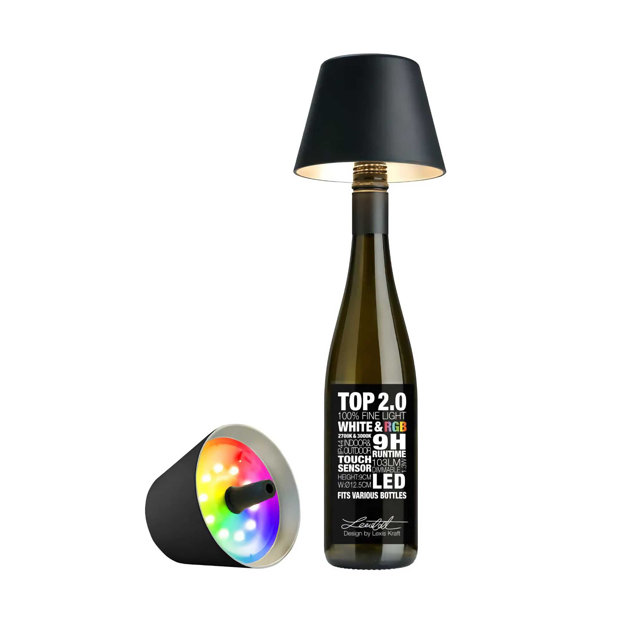 TOP 2.0 bottle light. black