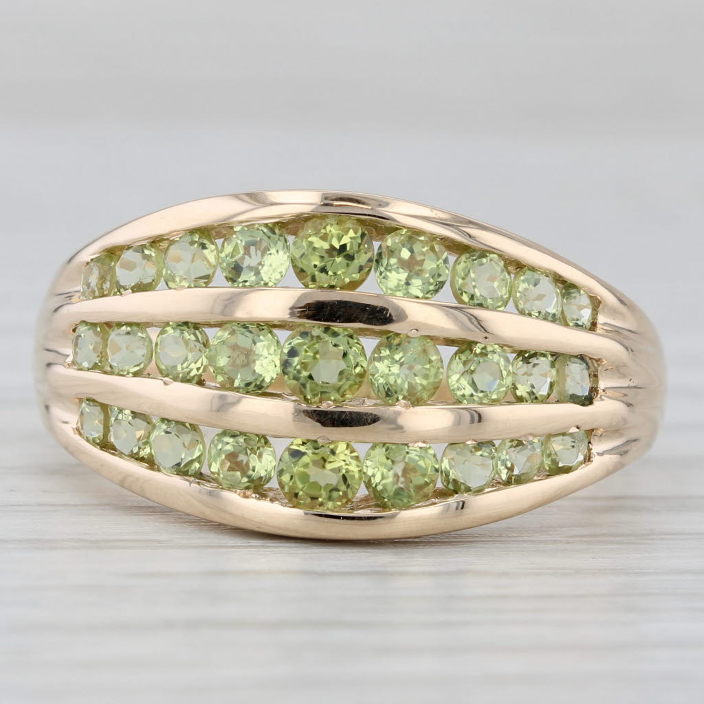 2ctw Green Peridot Ring 14k Yellow Gold Size 10