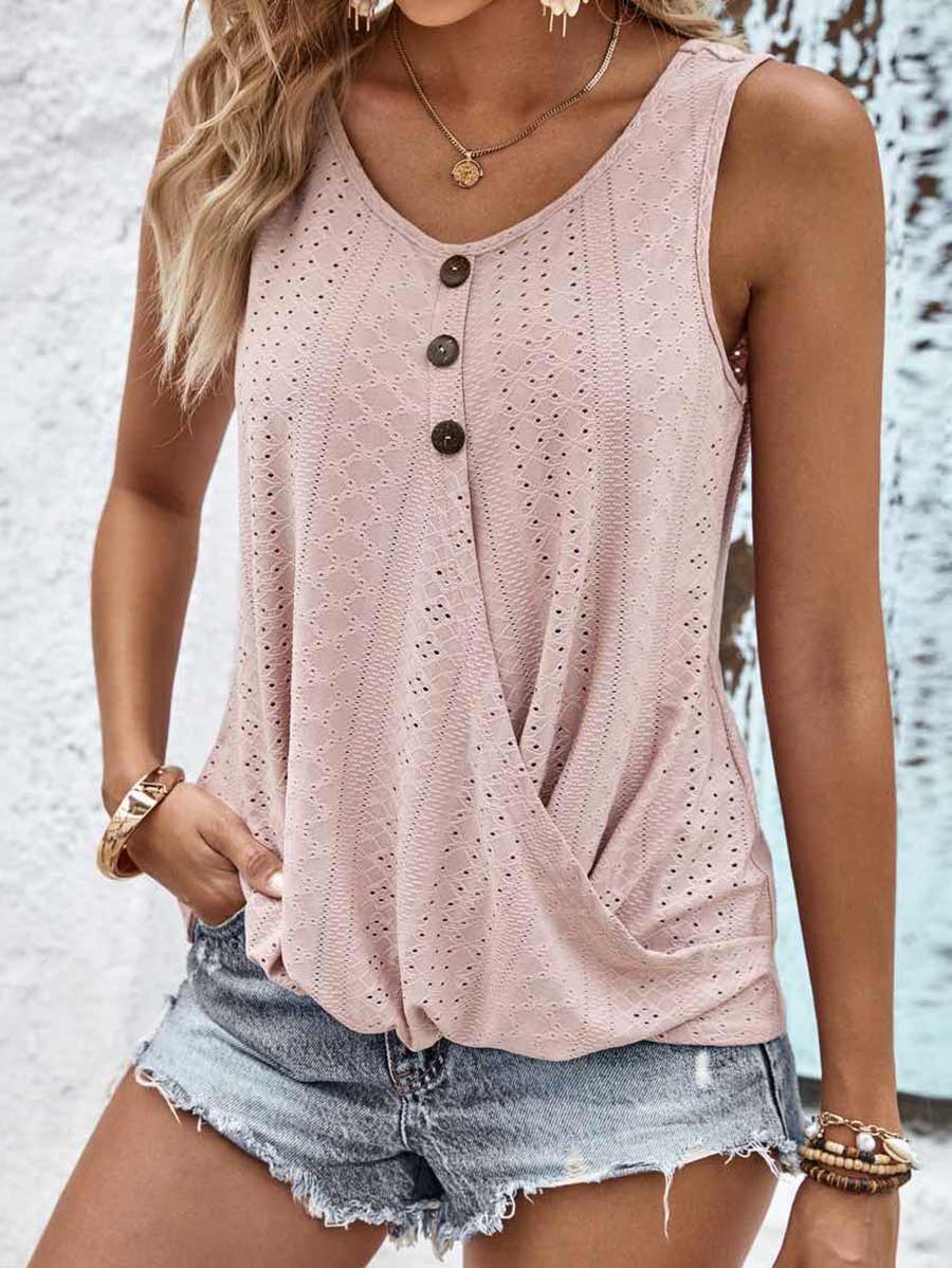 V-neck Cutout Jacquard Vest Top