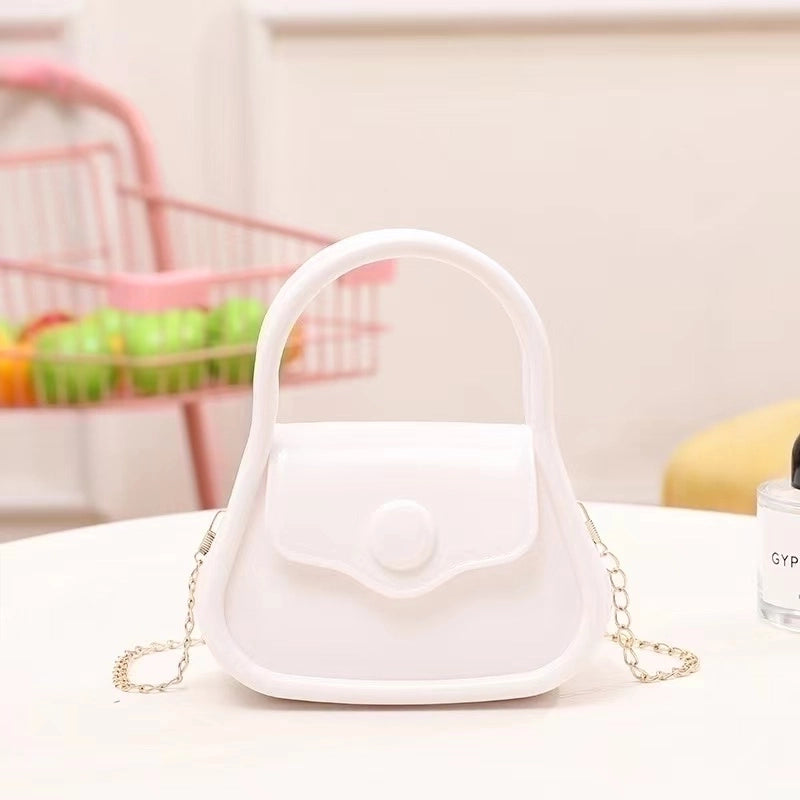Women's Pvc Solid Color Cute Shell Flip Cover Jelly Bag