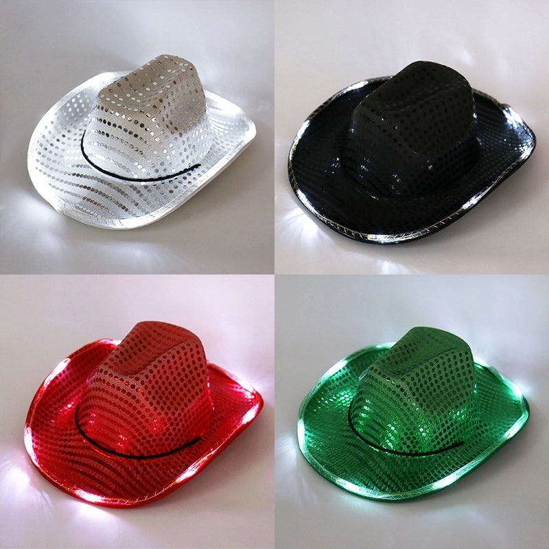 Spring New Sequined Luminous LED Jazz Hat Music Carnival Festival Banquet Party Hat Fashion