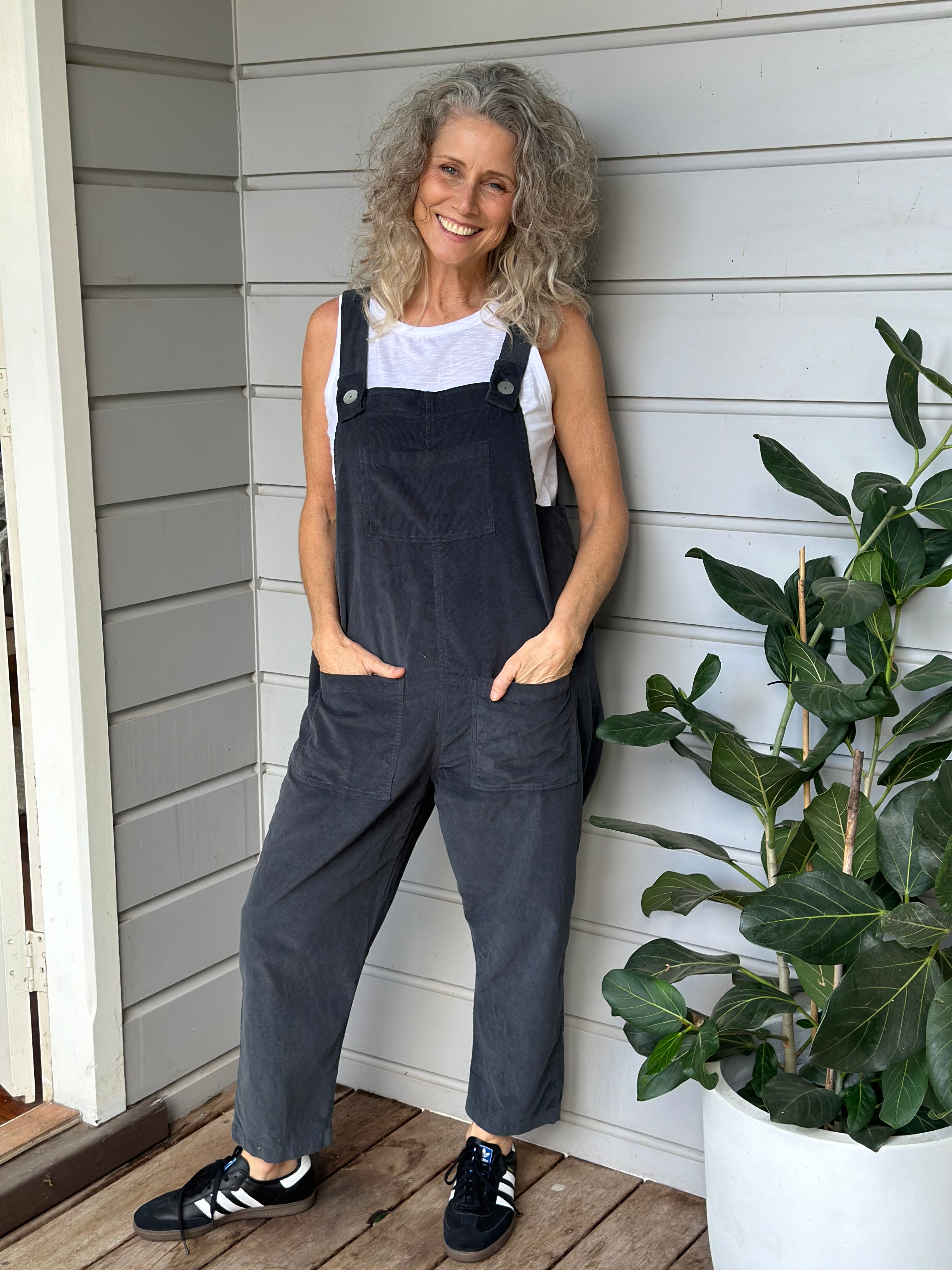 overalls - charcoal cord