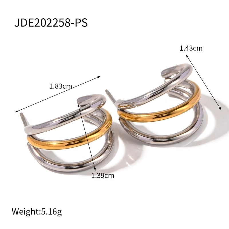 1 Pair Minimalist Classic Style Geometric Mixed Color Plating 304 Stainless Steel Earrings