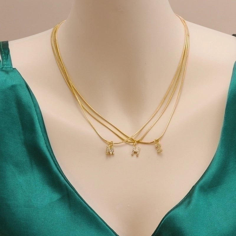 Fashion Letter Titanium Steel Plating Zircon Pendant Necklace