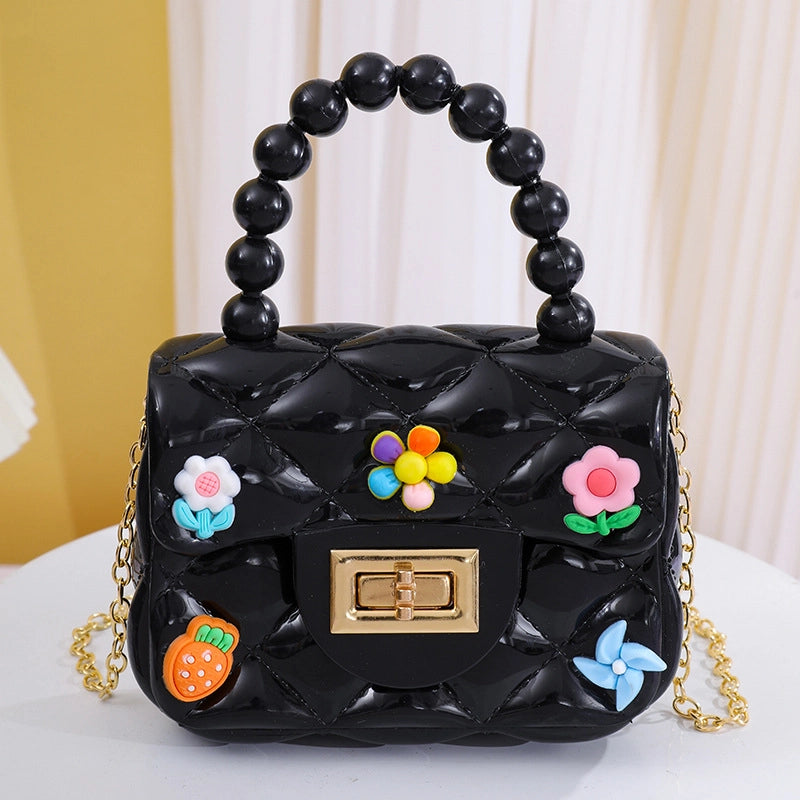 Women's Small PVC Color Block Streetwear Square Lock Clasp Handbag
