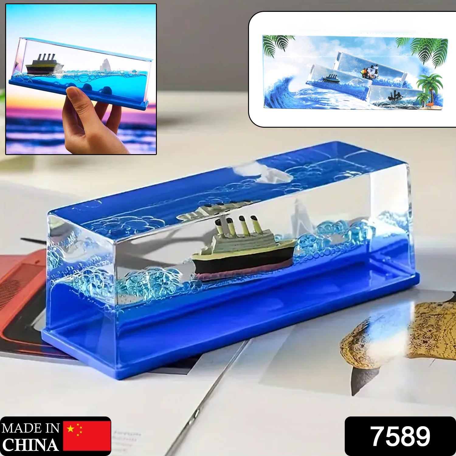 Car Interior Dashboard Decoration Floating Water Cruiser Ship Iceberg Ornament Car Interior Decoration for Birthday Gifts. Home Decor Suitable for Home Show Car Decoration. Gifts. Desk or Paperweight