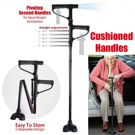 🔥2023 NEW YEAR SALE -Aluminum alloy with LED light non-slip foldable walking stick