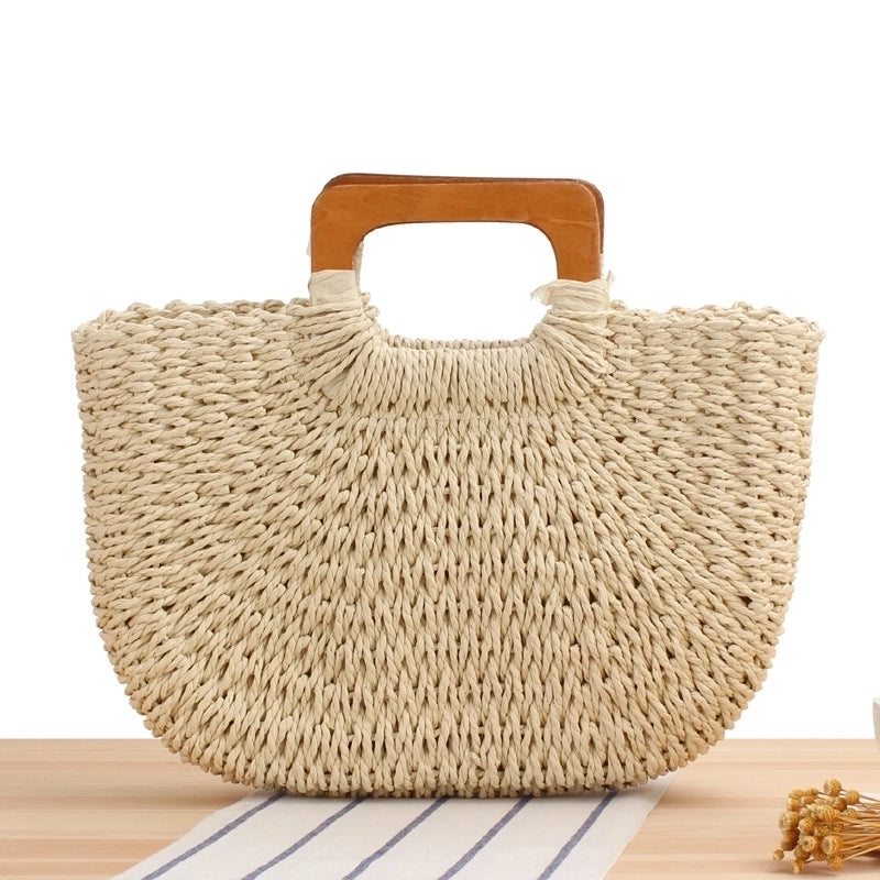 Women's Large All Seasons Fabric Vintage Style Straw Bag
