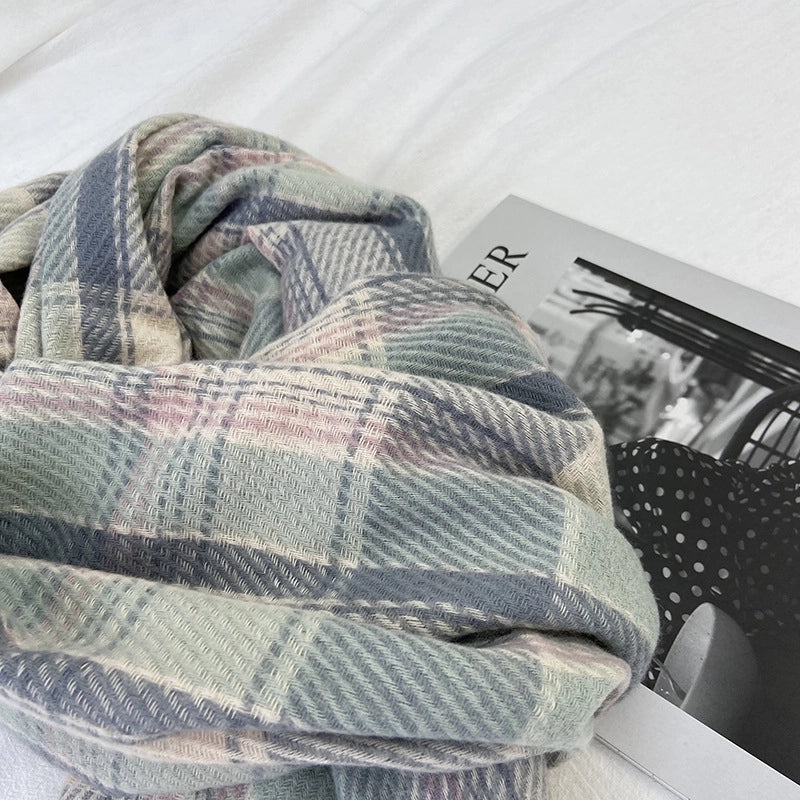 Women's Elegant Streetwear Plaid Imitation Cashmere Polyester Tassel Scarf