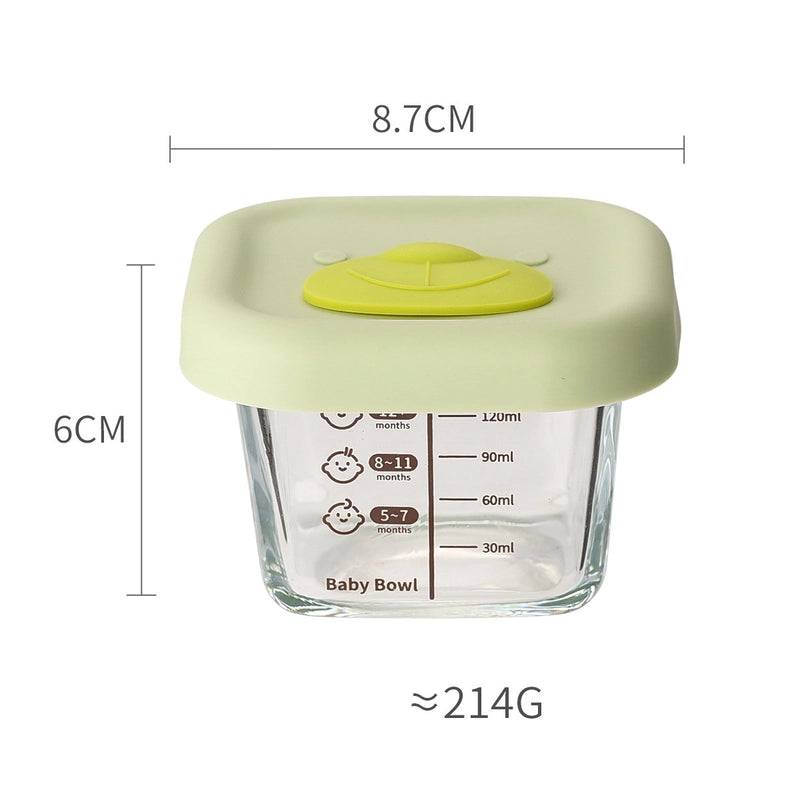 Baby Food Supplement Box Sealed Storage Box Baby Special Glass Food Supplement Bowl Bear Silicone Cover Cooking Crisper