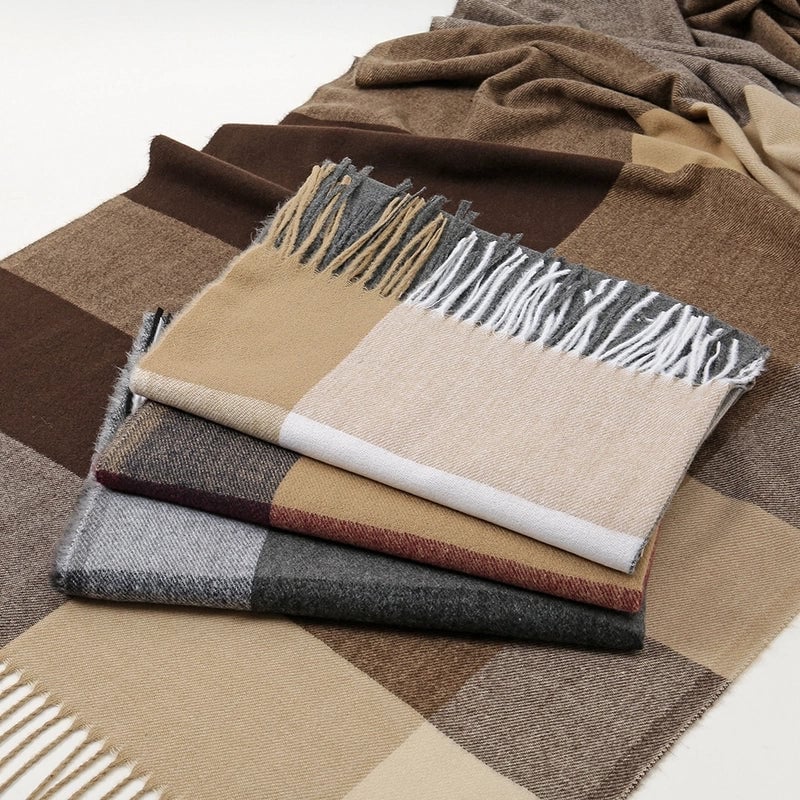 Women's Scarf Winter New Hot Selling Tassel Cashmere Couple Plaid Scarf Bib Shawl